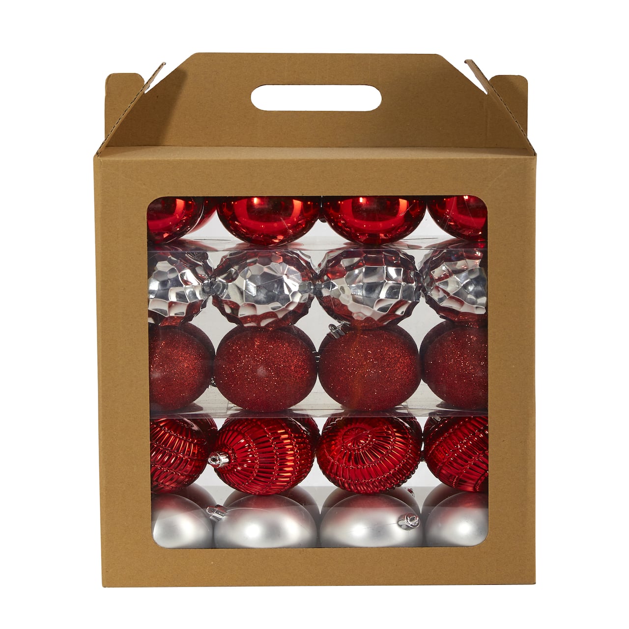 40ct. 3" Red & Silver Shatterproof Ball Ornaments
